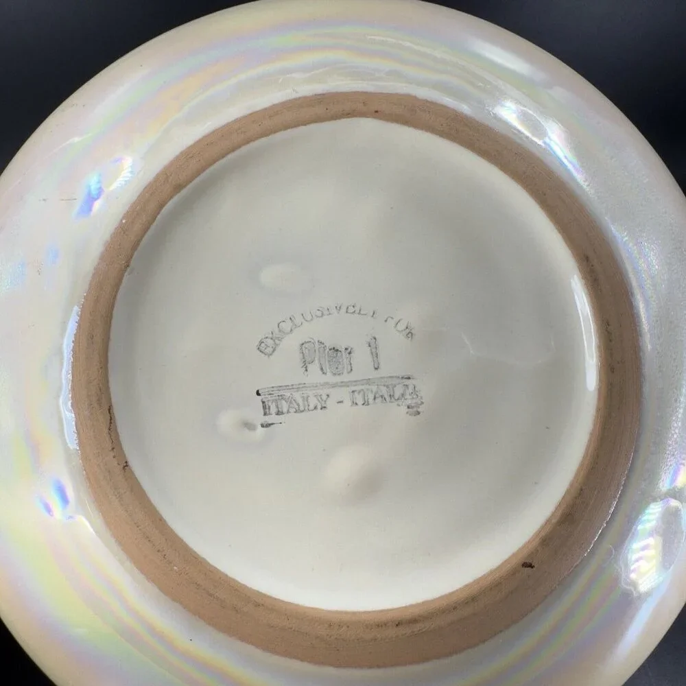Pier 1 Pottery Planter Bowl Italian Yellow Iridescent Luster Finish Made Italy‎